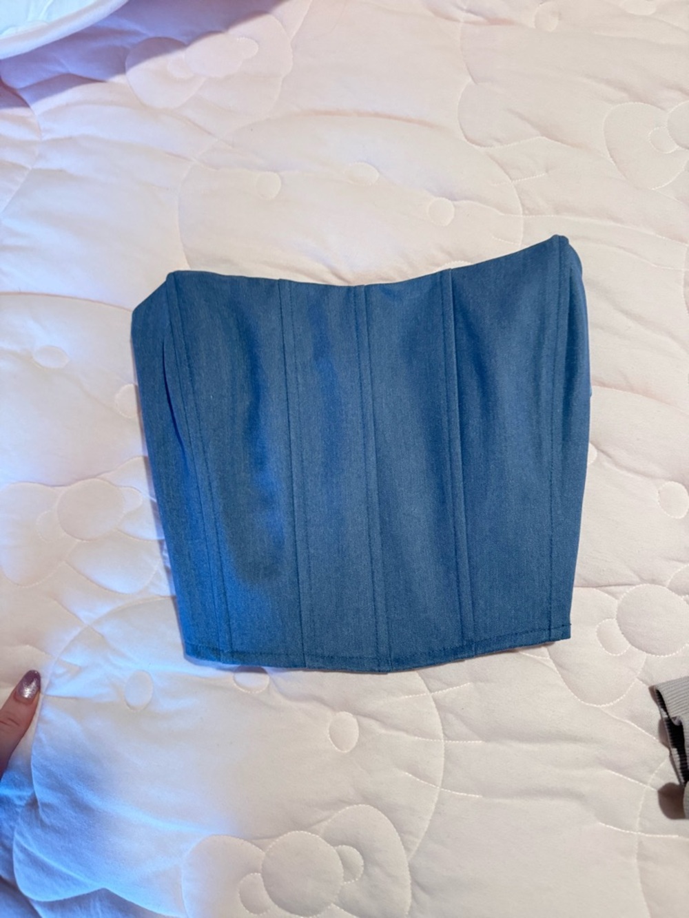 Ina Blue Strapless Corset-Style Bustier M